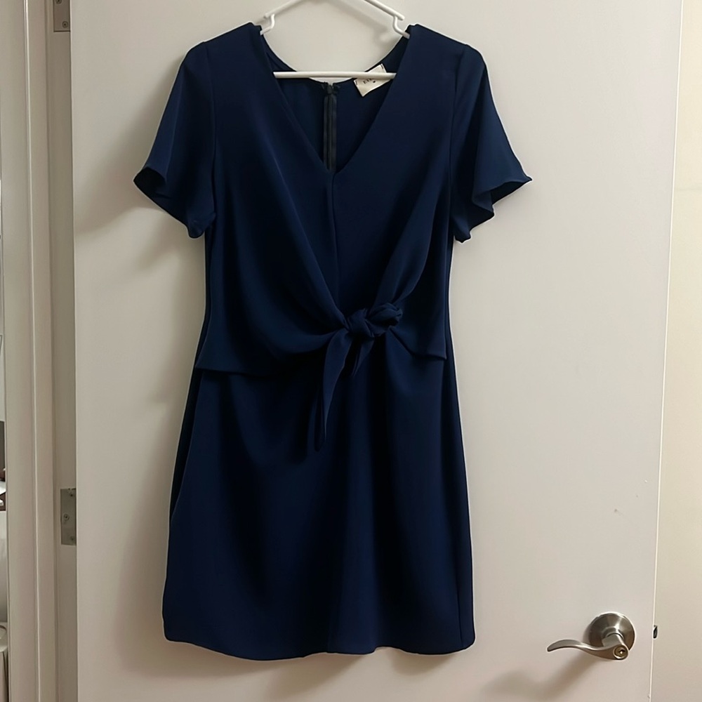 Navy front tie dress